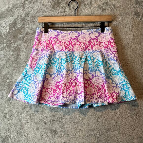 Ibkul Pink & Blue Jesse Print Pull-On Swing Skort Size Medium UPF 50+ Golf - Picture 1 of 5